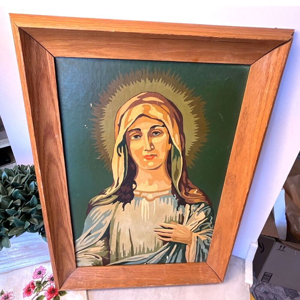 Blessed Mother Paint by Number Mother Mary portrait, vintage paint by number